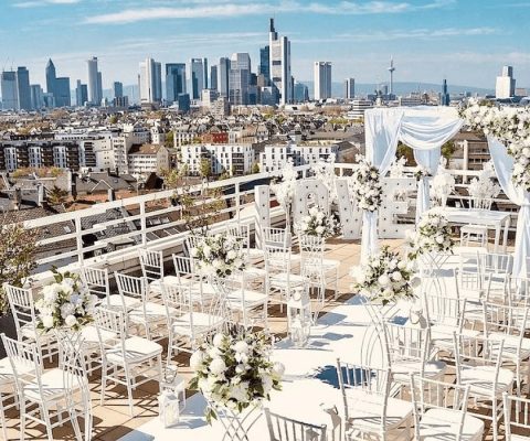 Urbane Hochzeit - Roof Top Wedding mit Blick über die Skyline
