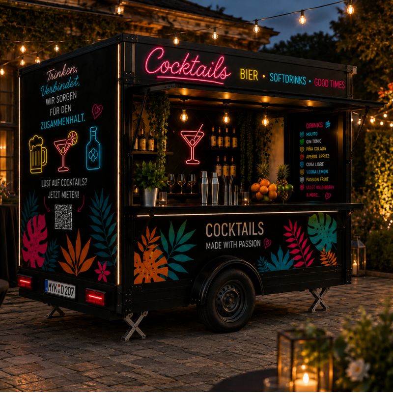 Mobiler Cocktailanhänger für Hochzeiten & Events