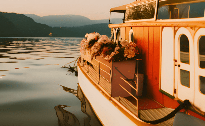 Urbane heiraten: Hausboot Hochzeit am und auf dem Wasser mit Bergblick
